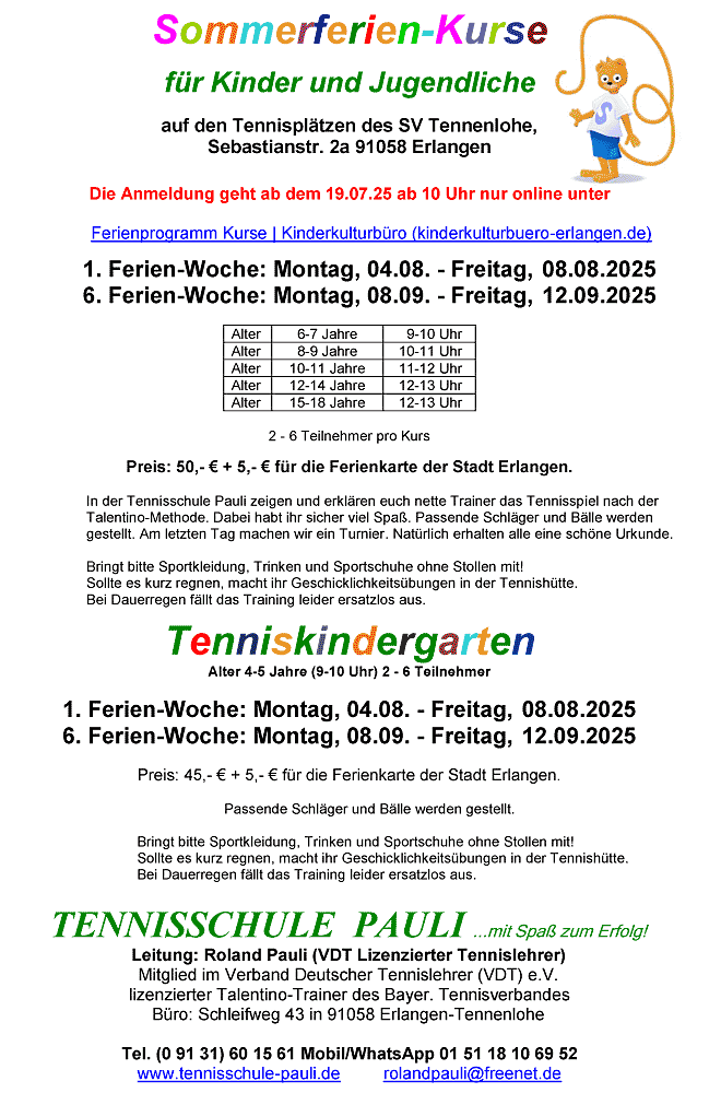 Sommerferienkurse fr Kinder und Jugendliche