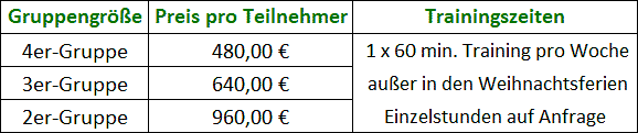Preise Kinder, Jugendliche und Studenten